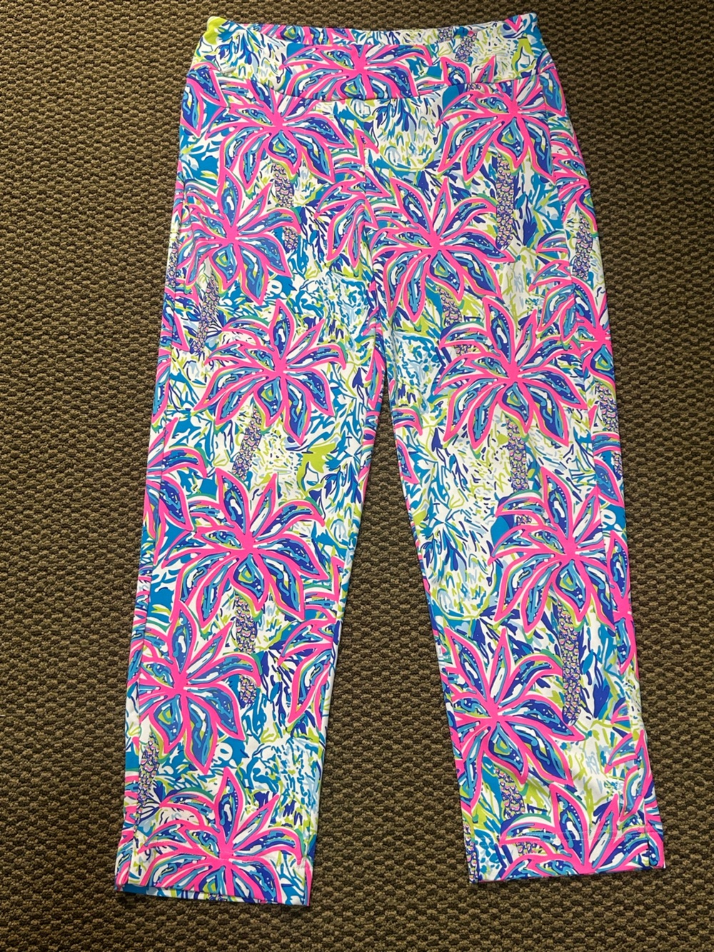 Lulu-B Floral Stretch Pants - Pink, Blue & Green